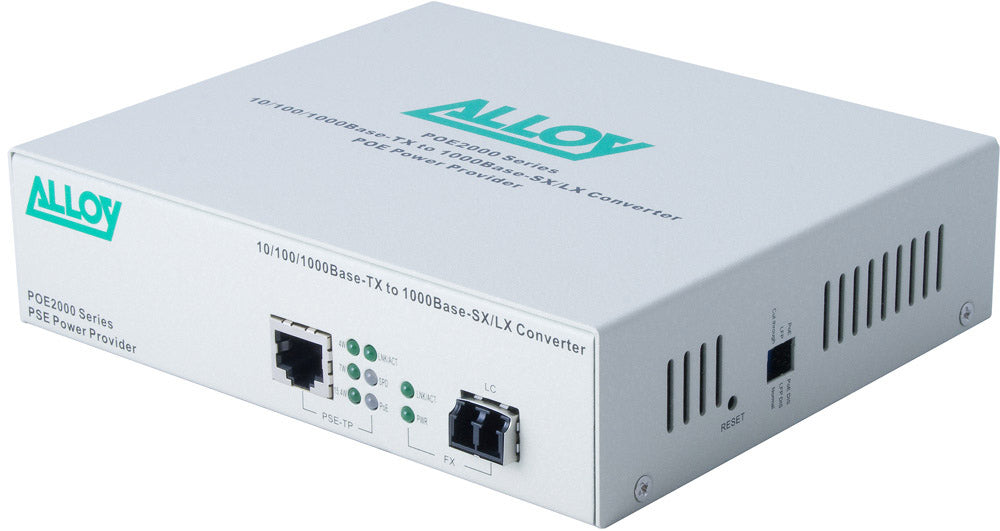 Alloy POE2000LC.10 10/100/1000Base-T PoE RJ-45 to 1000Base-LX SingleMode (LC). Wavelength: 1310nm. Max. range 10Km (EOL) Alloy POE2000LC.10 10/100/1000Base-T PoE RJ-45 to 1000Base-LX SingleMode (LC). Wavelength: 1310nm. Max. range 10Km (EOL)